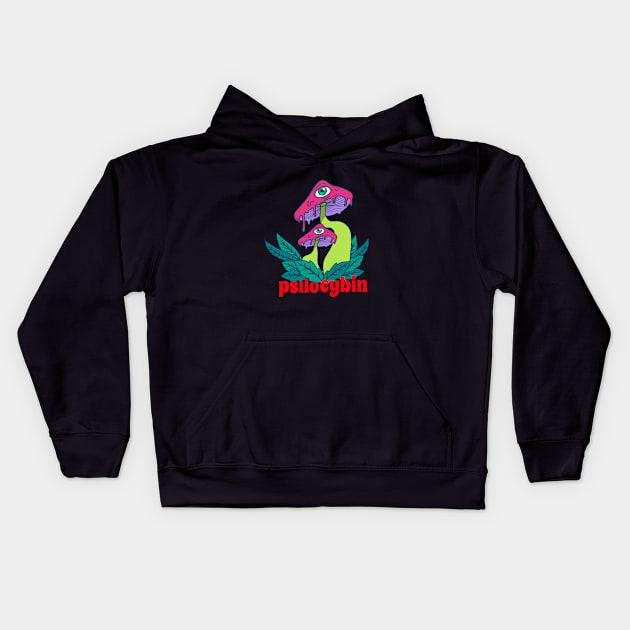 Psilocybin mushroom, Microdose mushrooms, Magic Mushrooms, hallucinogenic mushrooms, Kids Hoodie by One Eyed Cat Design